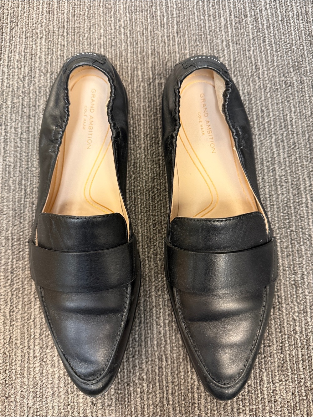 Cole Haan Black Pointed Toe Loafers - Size 7